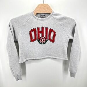 Where I'm From Ohio State Sweatshirt Women Small Gray Cropped Raglan Buckeyes